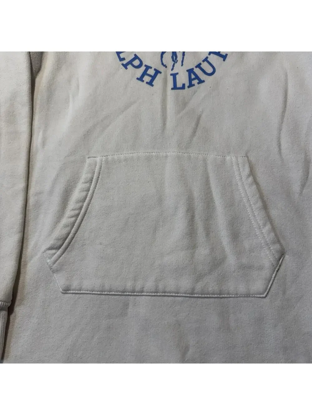 Polo Ralph Lauren Girls Big Pony Fleece Hoodie Dress White Blue Large (12/14)
